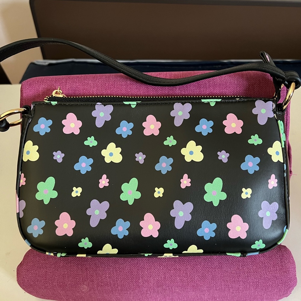 Frasier Sterling Daisy Baby Shoulder Bag in Black & Multicolor Floral